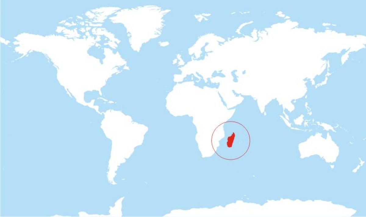 карта на местоположението на Мадагаскар в света