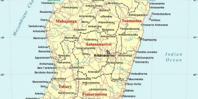 Картата на Мадагаскар с градовете