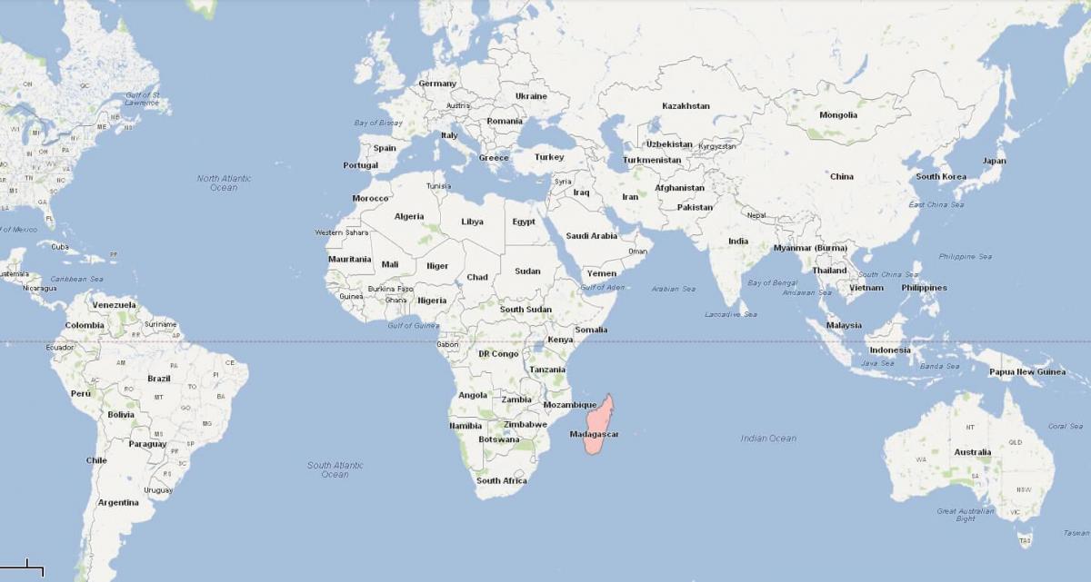 карта на света, показваща Мадагаскар