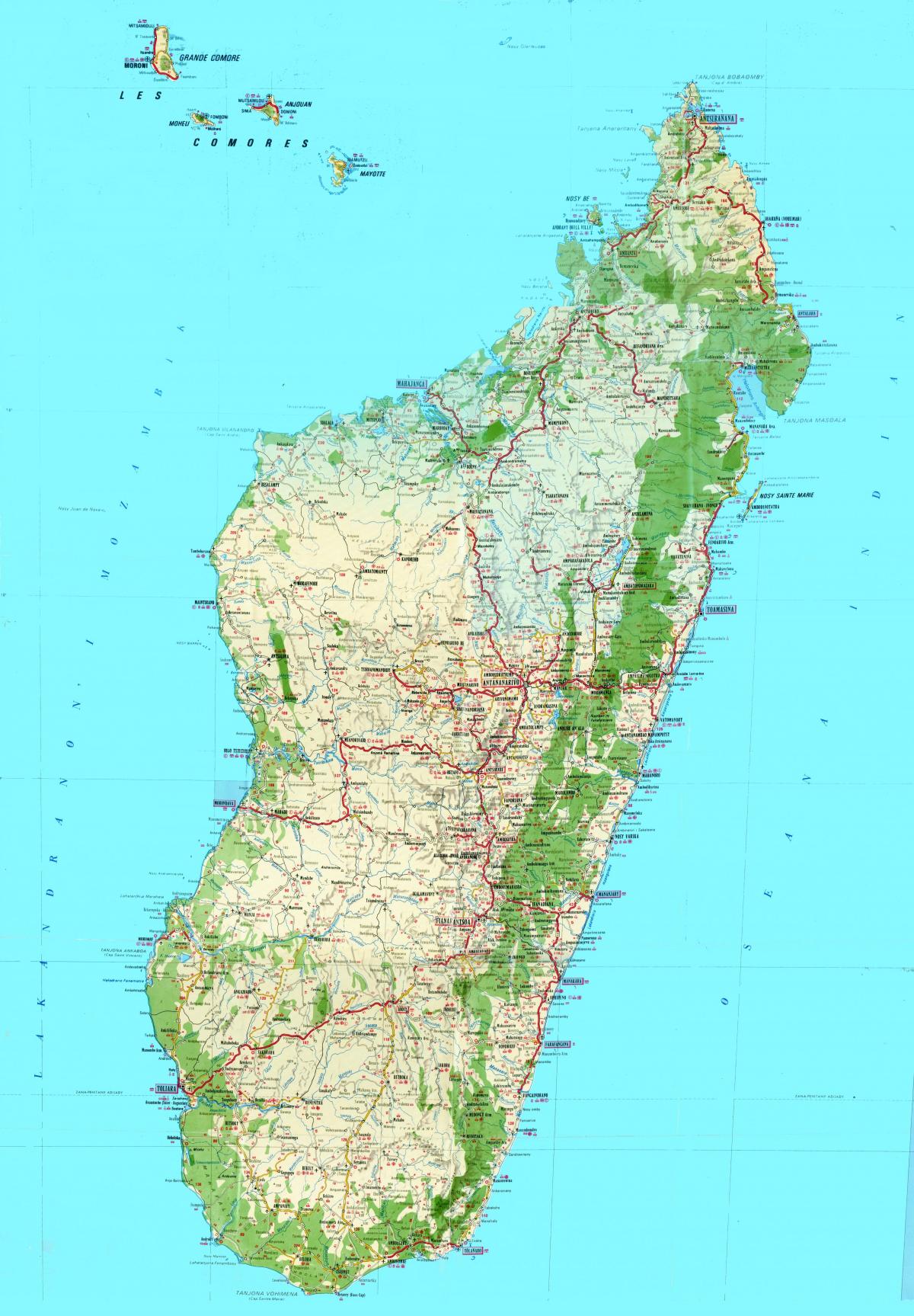 картата на Мадагаскар топографическая