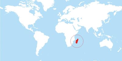 Карта на местоположението на Мадагаскар в света