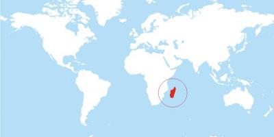 Карта на местоположението на Мадагаскар в света