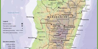 Карта на физическа карта на Мадагаскар